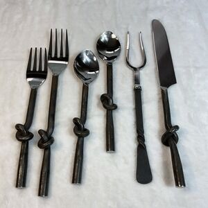 Gourmet Settings NEW GS Twist 6 Piece Charcuterie Serving Set Stainless W Iron